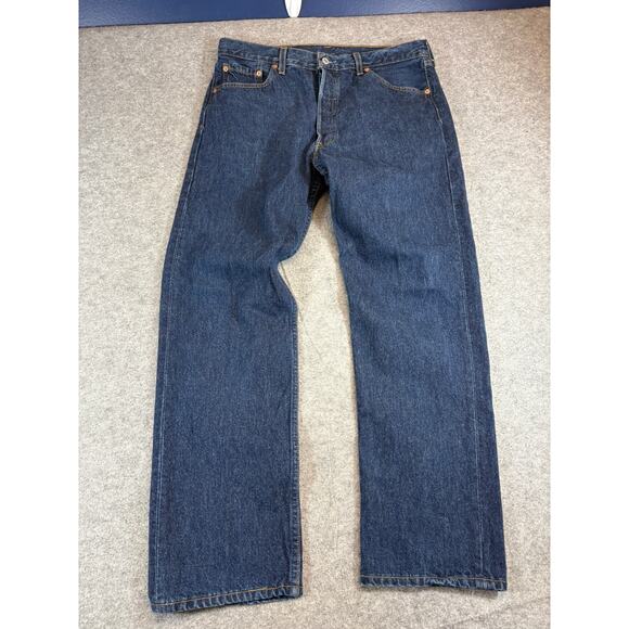 VTG 90s Levis 501 Red Tab Jeans Mens 36x30 Blue Straight Button Fly Streetwear - Picture 1 of 8
